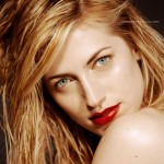 Red Lip with Gold Glow Beauty