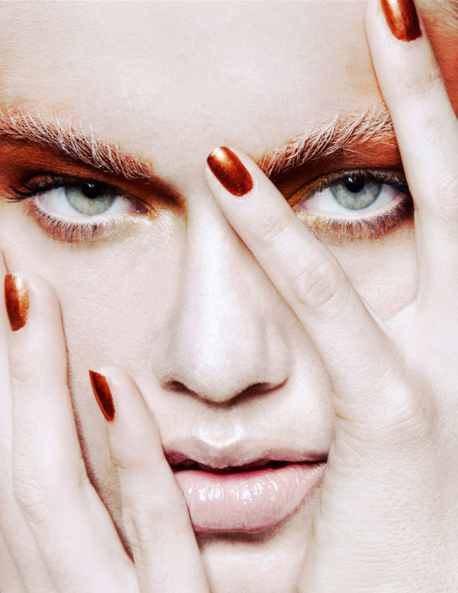 orange beauty make up and nails